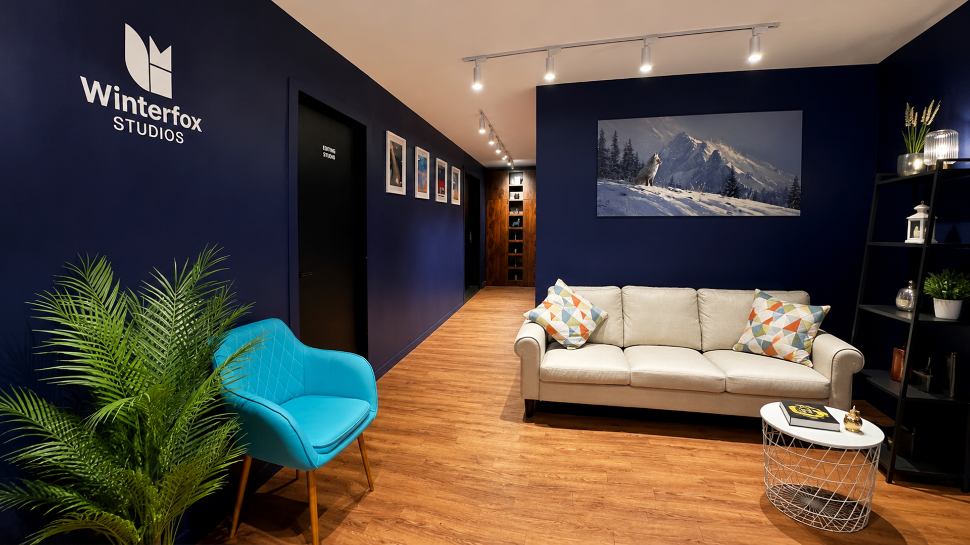 Winterfox Studios client lounge and prep area in Indiranagar